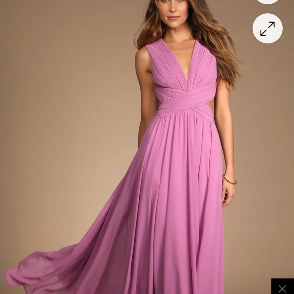 Lulu's Pink Sleeveless V-Neck Maxi Gown
